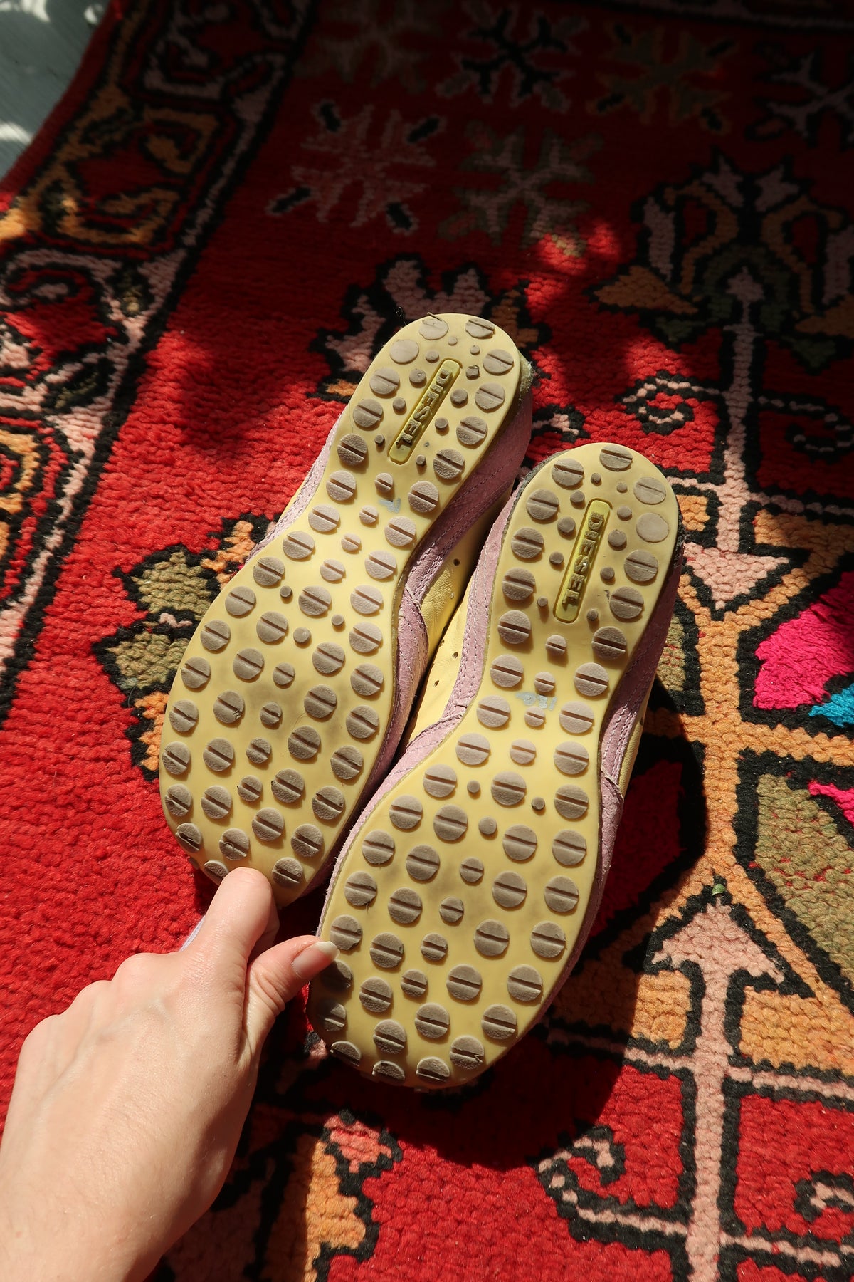 Diesel Arras Sneakers – Vintage Y2K Yellow & Lilac Suede Trainers