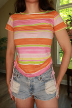 Load image into Gallery viewer, Vintage 2000s Pastel Stripe Ruched Side Top
