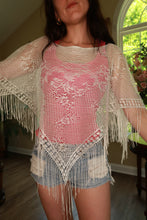 Load image into Gallery viewer, Vintage White Crochet Fringe Poncho Top
