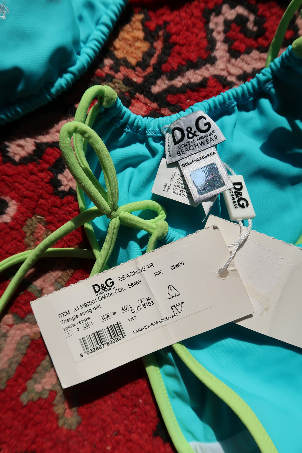 NWT Dolce & Gabbana Beachwear Bikini – Y2K Neon Blue & Lime Green Bathing Suit Set