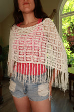 Load image into Gallery viewer, Vintage 2000s White Crochet Fringe Poncho
