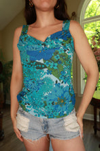 Load image into Gallery viewer, Vintage 2000s Blue Floral Cowl Neck Tank Top
