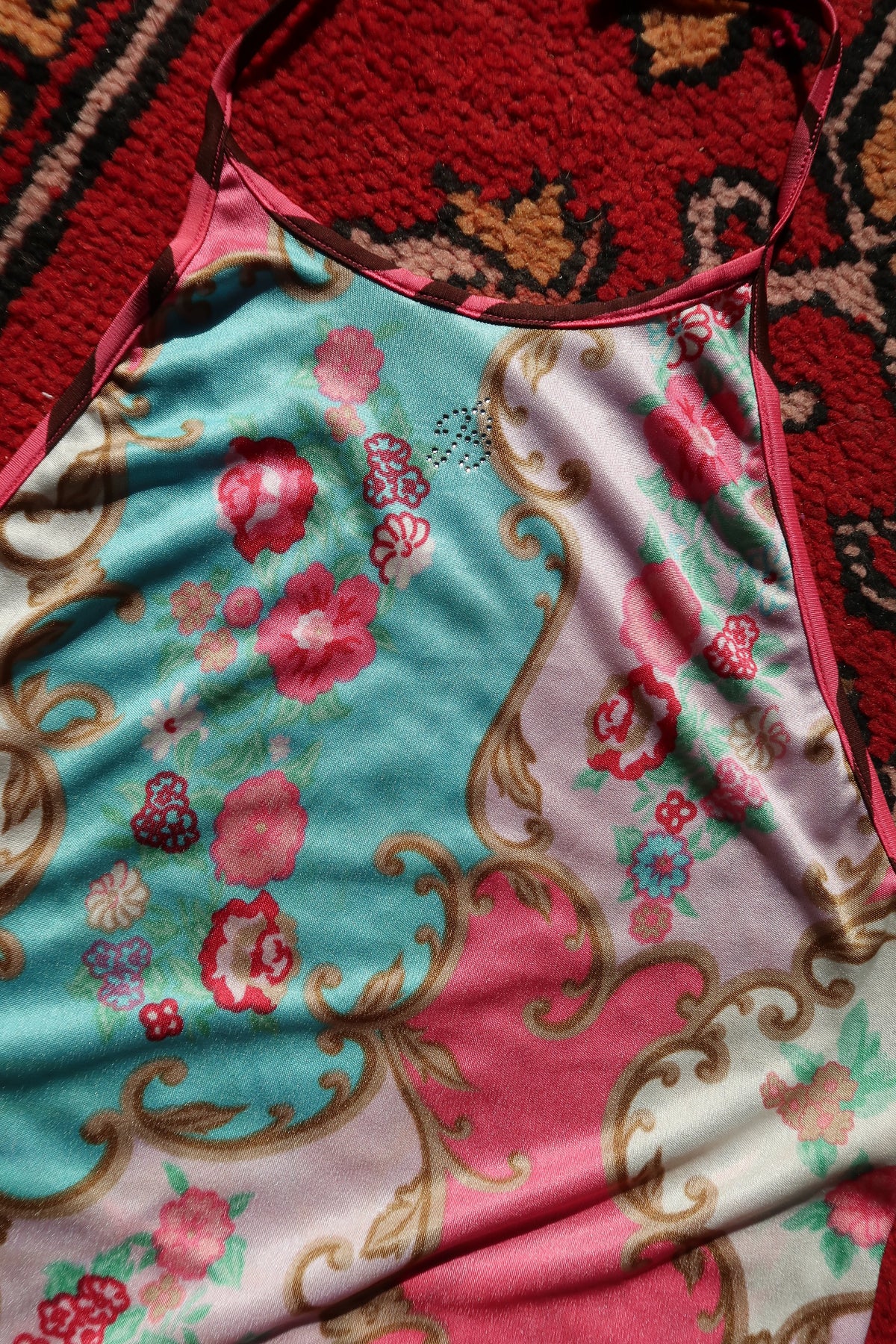 Vintage Blumarine Floral Halter Top – Baroque Floral Print Y2K Designer Top - Elektra Vintage