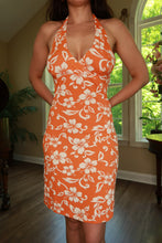 Load image into Gallery viewer, 2000s Vintage Orange Hawaiian Halter Dress
