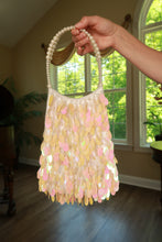 Load image into Gallery viewer, Vintage Pastel Paillette Sequin Pearl Beaded Handle Shoulder Bag
