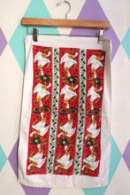 Load image into Gallery viewer, Vintage 90s Christmas Goose Print Tea Towel with Red Holiday Border - Elektra Vintage
