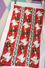 Load image into Gallery viewer, Vintage 90s Christmas Goose Print Tea Towel with Red Holiday Border - Elektra Vintage

