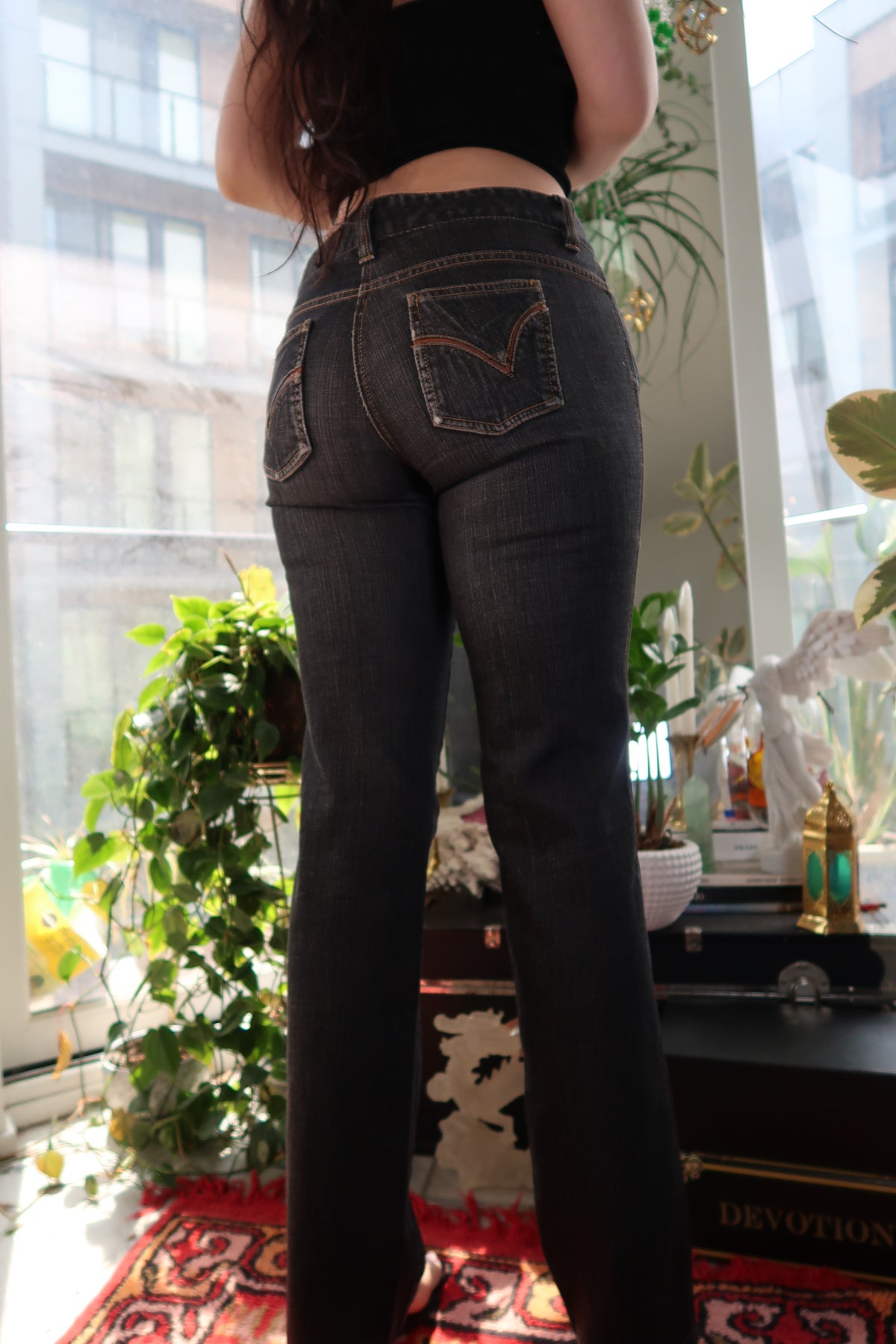 Vintage Dolce & Gabbana Low-Rise Jeans – Dark Wash Bootcut with Contrast Stitching