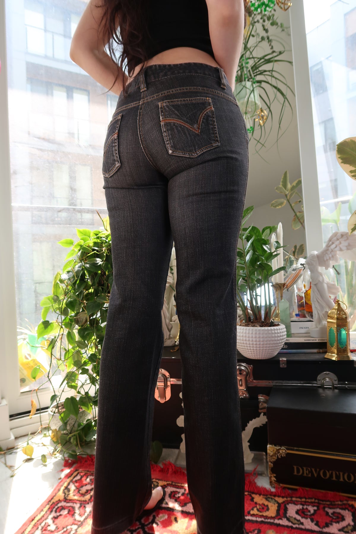 Vintage Dolce & Gabbana Low-Rise Jeans – Dark Wash Bootcut with Contrast Stitching