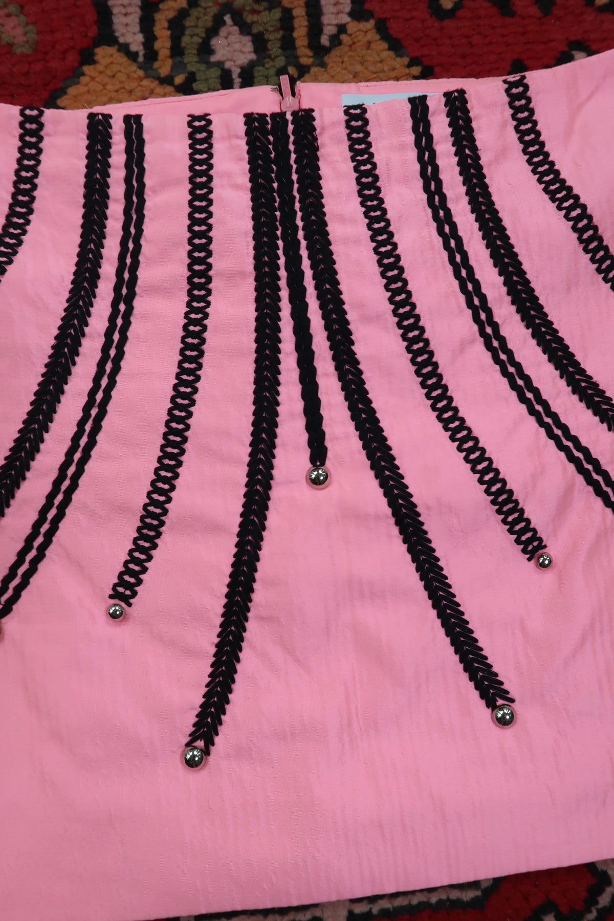 Vintage Versace Pink Mini Skirt – Embellished Black Trim Detail