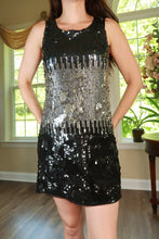 Load image into Gallery viewer, Vintage 2000s Black &amp; Silver Sequin Ombre Mini Dress
