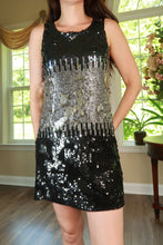 Load image into Gallery viewer, Vintage 2000s Black &amp; Silver Sequin Ombre Mini Dress
