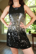 Load image into Gallery viewer, Vintage 2000s Black &amp; Silver Sequin Ombre Mini Dress

