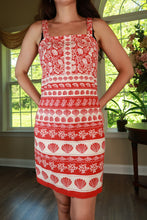 Load image into Gallery viewer, Vintage Red White Coastal Seashell Print Sundress
