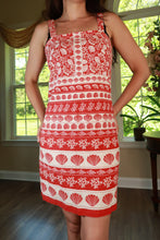 Load image into Gallery viewer, Vintage Red White Coastal Seashell Print Sundress

