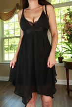 Load image into Gallery viewer, Vintage 2000s Black Silk Handkerchief Hem Babydoll Dress
