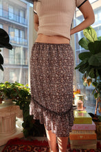 Load image into Gallery viewer, Vintage No Boundaries Brown &amp; Light Blue Floral Midi Skirt
