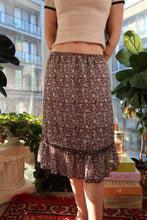Load image into Gallery viewer, Vintage No Boundaries Brown &amp; Light Blue Floral Midi Skirt
