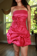 Load image into Gallery viewer, Vintage 2000s Fuchsia Pink Rosette Bubble Hem Party Dress
