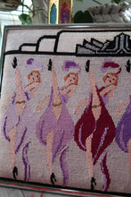 Load image into Gallery viewer, Vintage 1930s-1940s Framed Needlepoint Art – Showgirl Kickline Wall Décor
