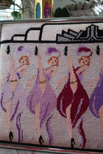 Load image into Gallery viewer, Vintage 1930s-1940s Framed Needlepoint Art – Showgirl Kickline Wall Décor

