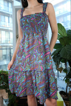 Load image into Gallery viewer, Vintage Y2K Paisley Smocked Sundress – 2000s Boho Festival Mini Dress
