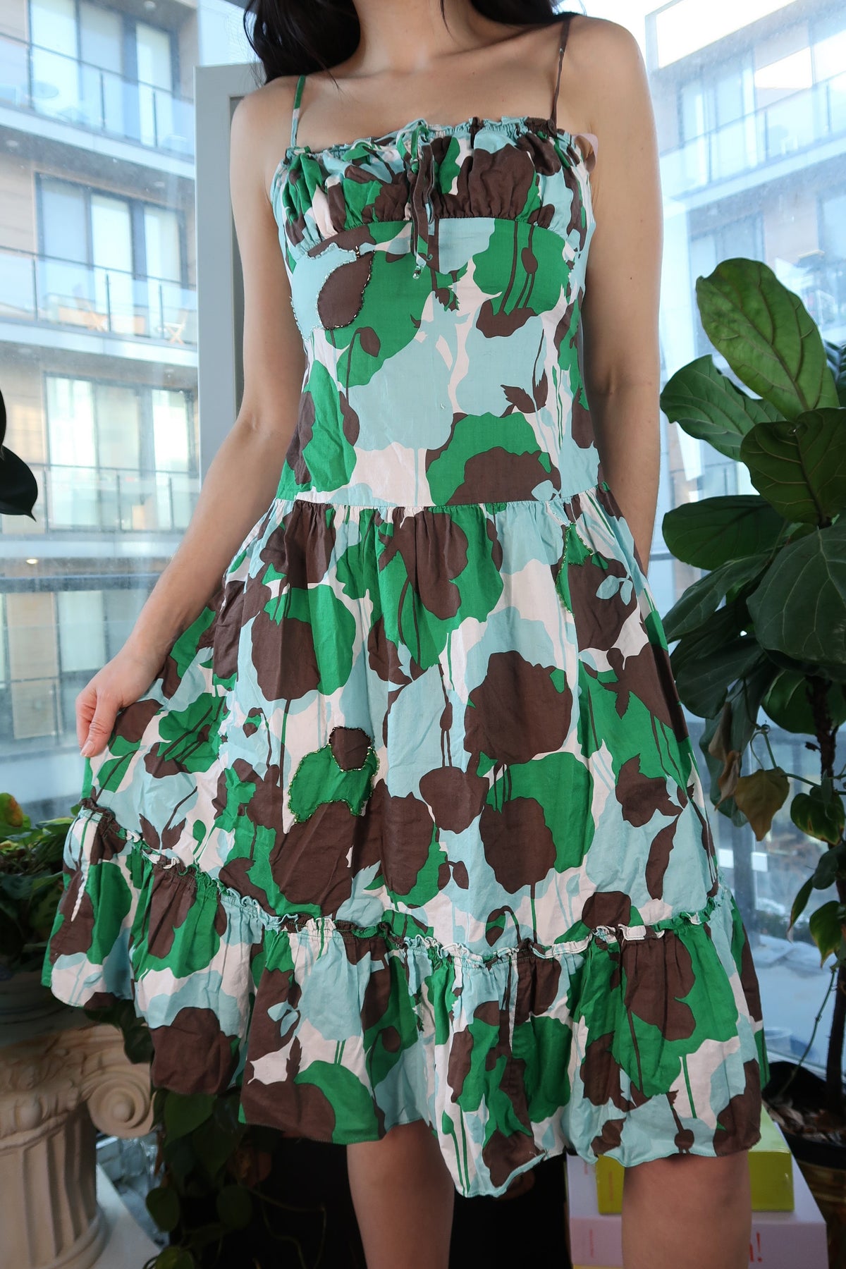 Vintage 2000s BCBG Floral Tiered Dress