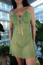 Load image into Gallery viewer, Vintage Y2K Green Snakeskin Mesh Mini Dress
