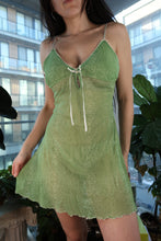 Load image into Gallery viewer, Vintage Y2K Green Snakeskin Mesh Mini Dress
