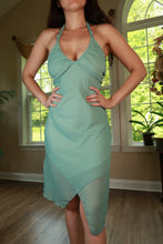 Load image into Gallery viewer, Vintage 2000s Forever 21 Teal Handkerchief Hem Halter Dress
