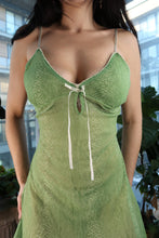 Load image into Gallery viewer, Vintage Y2K Green Snakeskin Mesh Mini Dress
