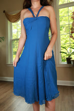 Load image into Gallery viewer, Vintage 2000s 100% Silk Blue Halter Midi Dress
