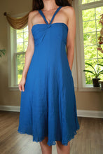 Load image into Gallery viewer, Vintage 2000s 100% Silk Blue Halter Midi Dress
