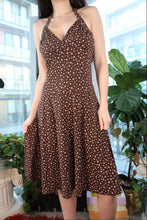 Load image into Gallery viewer, Vintage Y2K Brown Polka Dot Halter Dress – 2000s Flowy Mini Dress
