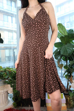 Load image into Gallery viewer, Vintage Y2K Brown Polka Dot Halter Dress – 2000s Flowy Mini Dress
