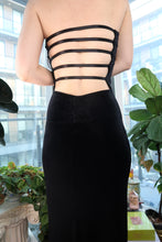 Load image into Gallery viewer, Vintage 2000s Charlotte Russe Black Velvet Strapless Maxi Dress
