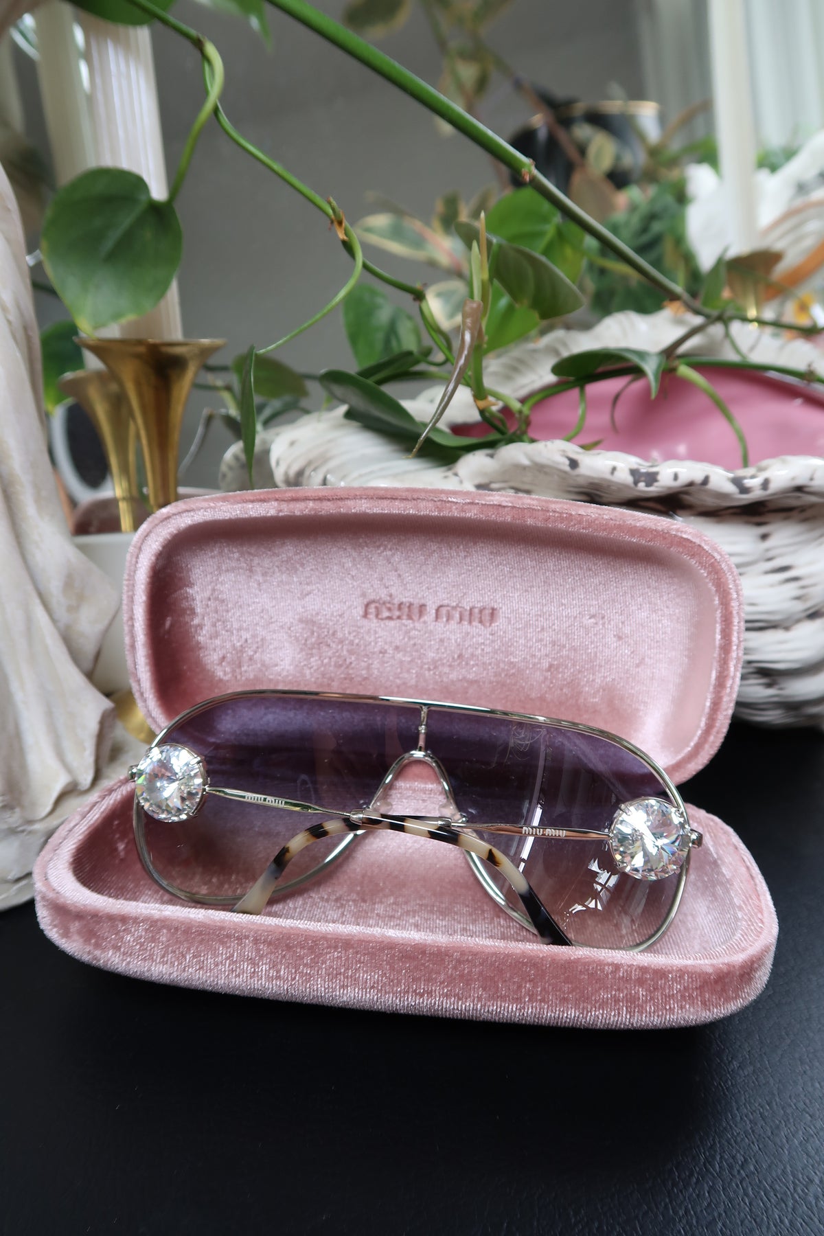 Elektra Vintage Miu Miu Core Collection oversized shield sunglasses with gradient lenses and bold designer style.