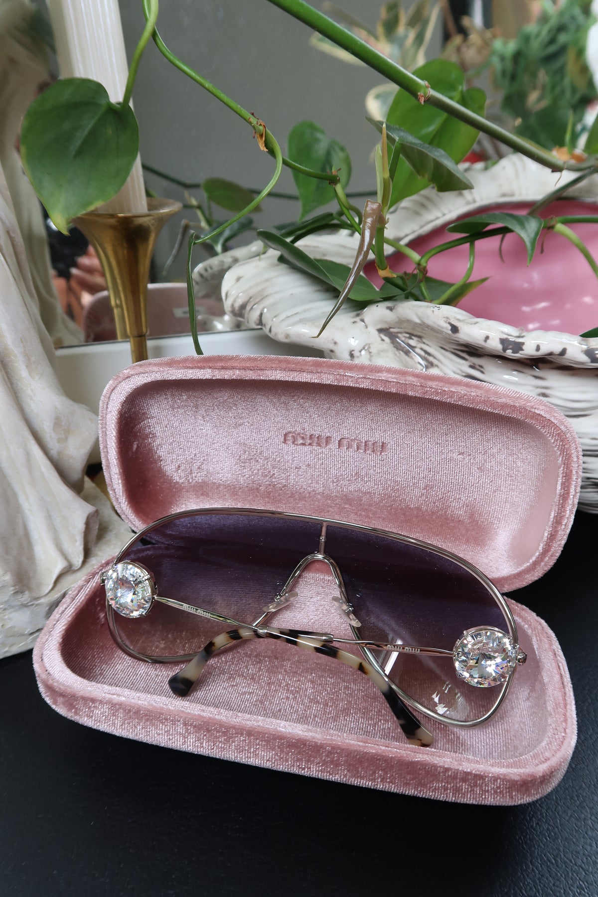 Elektra Vintage Miu Miu Core Collection oversized gradient shield sunglasses with bold designer frame and tinted lenses.