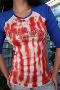 Women's 2000s Philadelphia Phillies Rhinestone Raglan Tee by Elektra Vintage, featuring Phillies logo and rhinestone embellishments.
