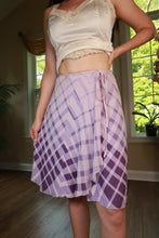 Load image into Gallery viewer, Vintage 2000s Express Lavender Silk Plaid Wrap Midi Skirt
