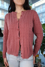 Load image into Gallery viewer, Vintage 90s Eddie Bauer Cable Knit Cardigan – Dusty Rose Button-Up Sweater
