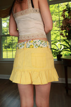 Load image into Gallery viewer, NWT Vintage 2000s LEI Yellow Ruffle Mini Skirt with Polka Dot Tie Belt NWT
