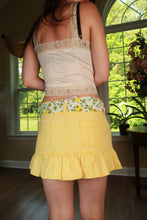 Load image into Gallery viewer, NWT Vintage 2000s LEI Yellow Ruffle Mini Skirt with Polka Dot Tie Belt NWT
