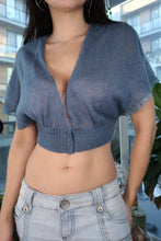 Load image into Gallery viewer, Vintage Y2K Betsey Johnson Blue Mohair Blend Cropped Shrug Cardigan
