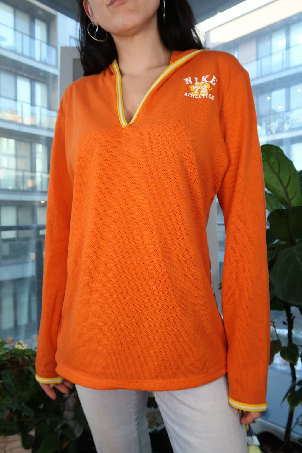 Vintage 2000s Nike Athletics Orange Lightweight Hoodie Top