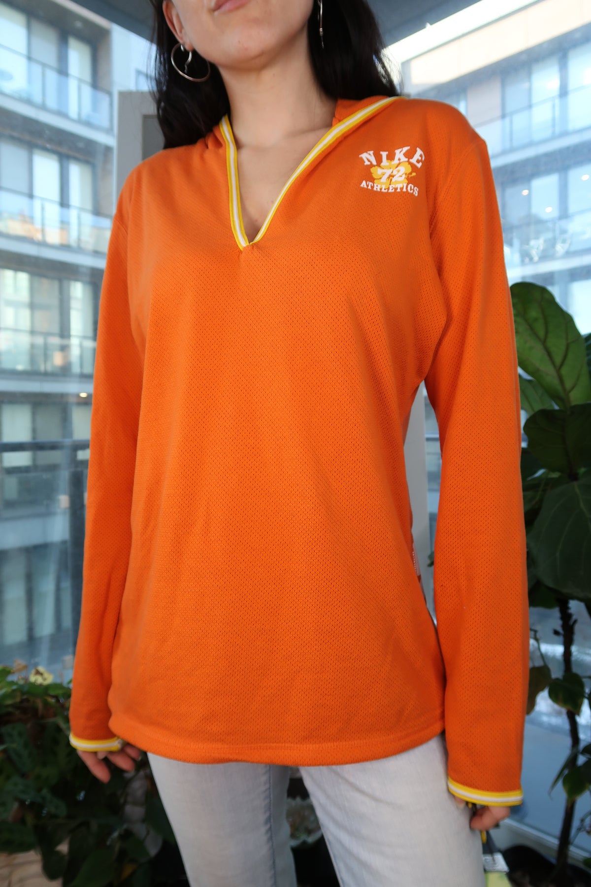 Vintage 2000s Nike Athletics Orange Lightweight Hoodie Top