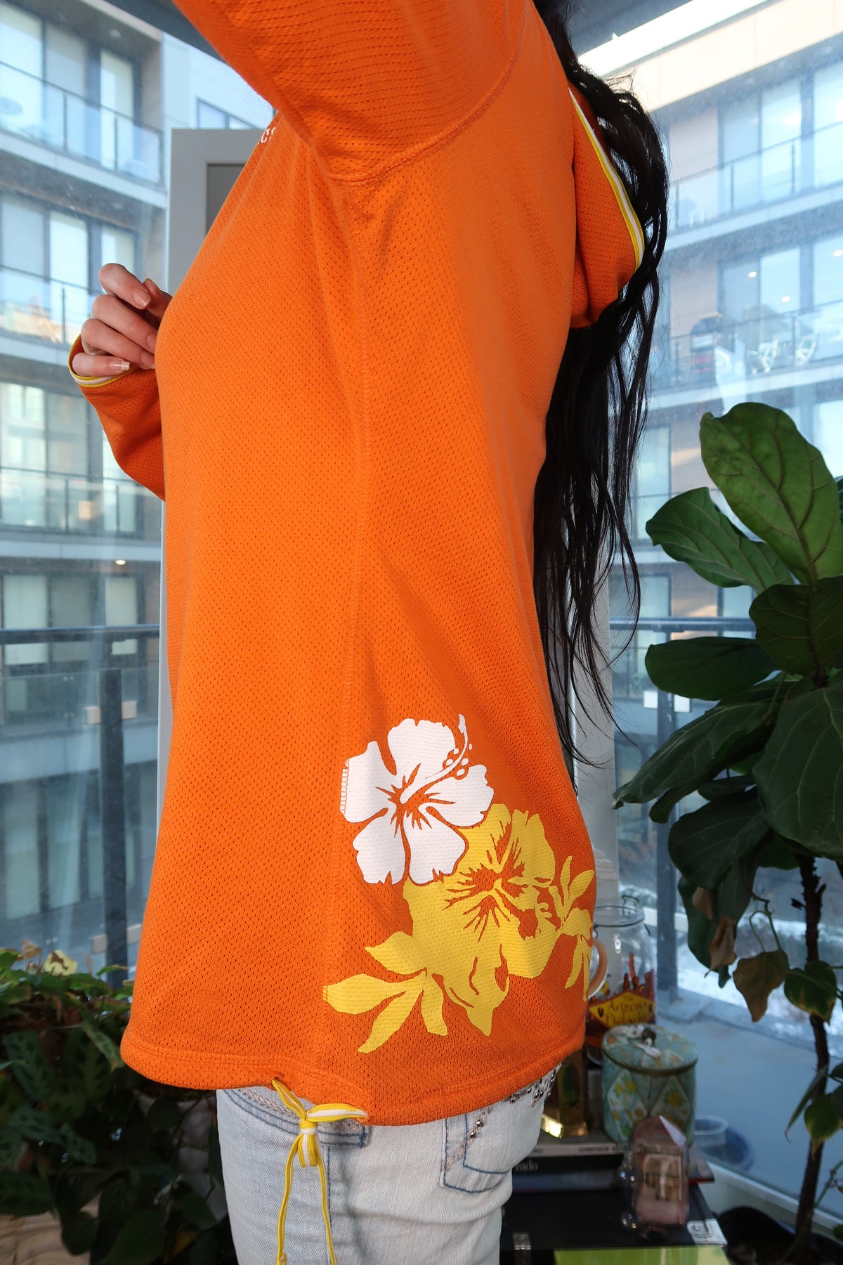 Vintage 2000s Nike Athletics Orange Lightweight Hoodie Top