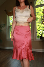 Load image into Gallery viewer, Vintage 2000s 100% Silk Pink Ruffle Midi Skirt
