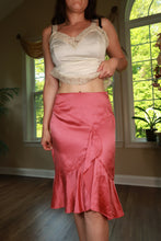 Load image into Gallery viewer, Vintage 2000s 100% Silk Pink Ruffle Midi Skirt
