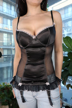 Load image into Gallery viewer, Vintage 2000s Frederick’s of Hollywood Satin &amp; Mesh Corset Top
